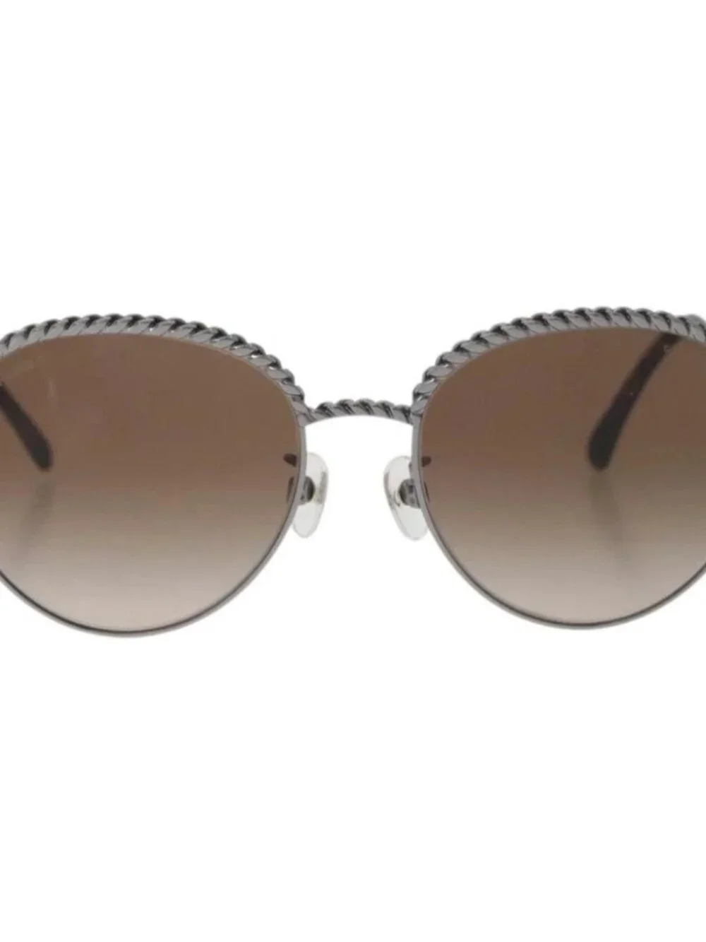CHANEL Sunglasses metal Silver CC Auth 176091A